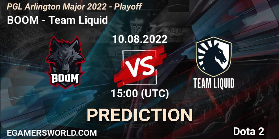 Pronóstico BOOM - Team Liquid. 10.08.2022 at 15:19, Dota 2, PGL Arlington Major 2022 - Playoff