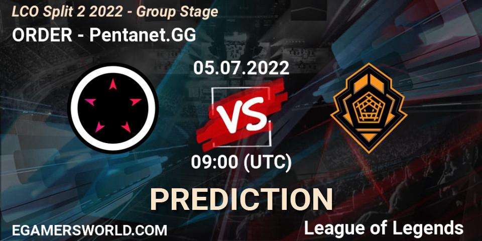 Pronóstico ORDER - Pentanet.GG. 05.07.22, LoL, LCO Split 2 2022 - Group Stage