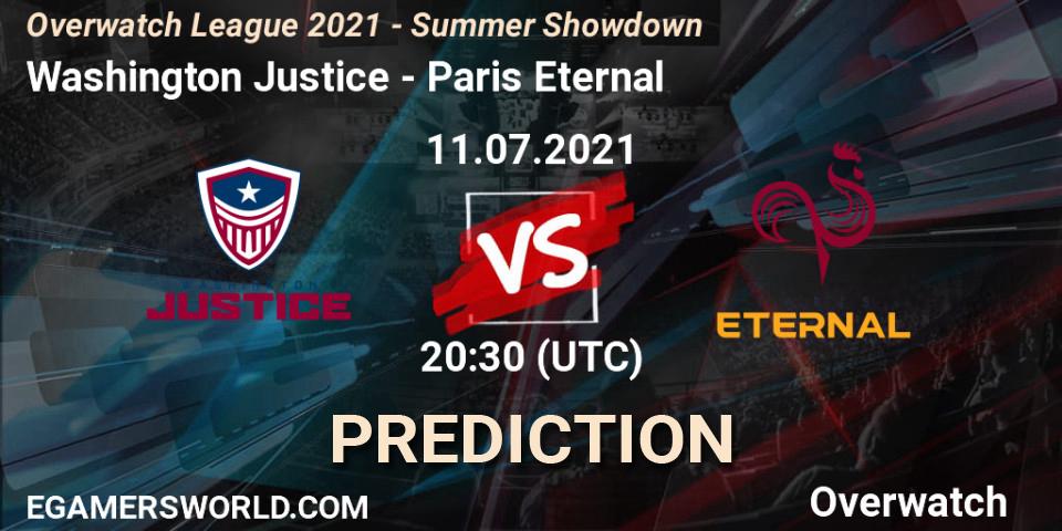 Pronóstico Washington Justice - Paris Eternal. 11.07.2021 at 19:00, Overwatch, Overwatch League 2021 - Summer Showdown