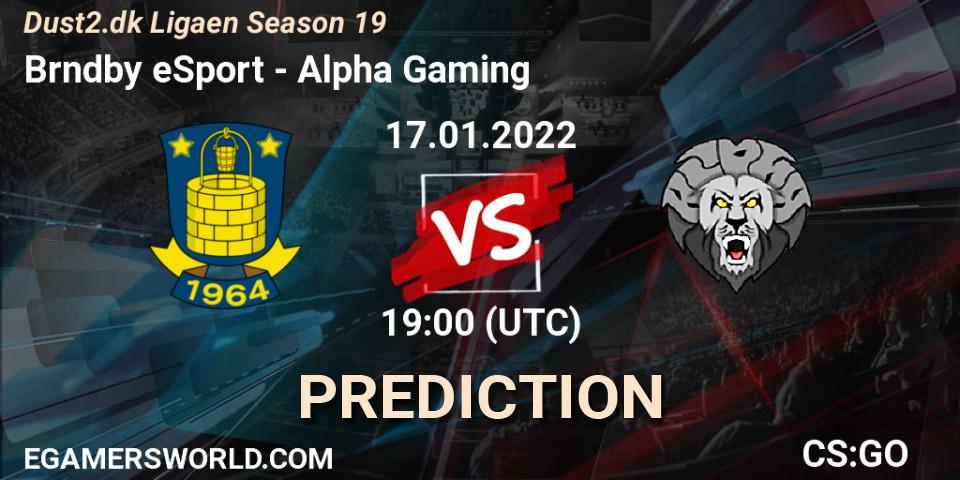 Pronóstico Brøndby eSport - Alpha Gaming. 17.01.2022 at 19:00, Counter-Strike (CS2), Dust2.dk Ligaen Season 19