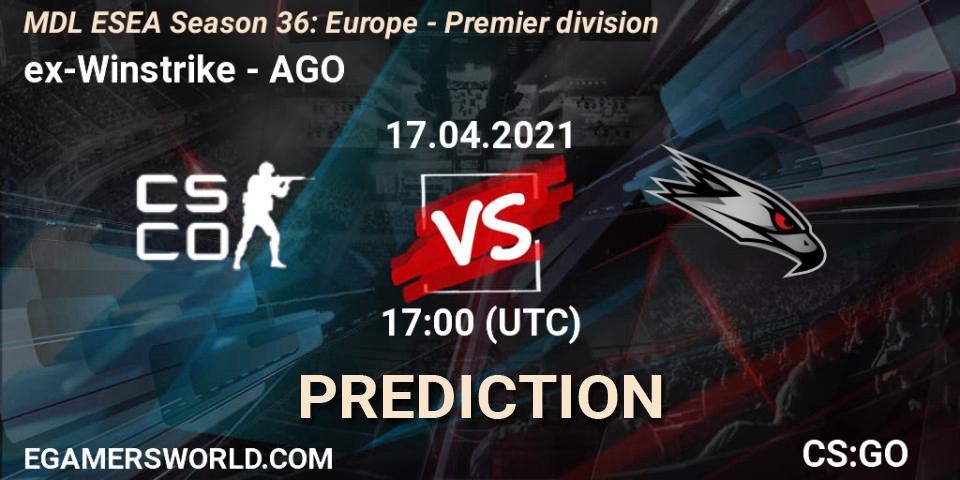 Pronóstico ex-Winstrike - AGO. 17.04.2021 at 17:00, Counter-Strike (CS2), MDL ESEA Season 36: Europe - Premier division