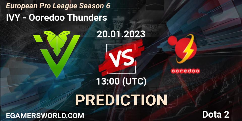 Pronóstico IVY - Ooredoo Thunders. 20.01.2023 at 14:06, Dota 2, European Pro League Season 6