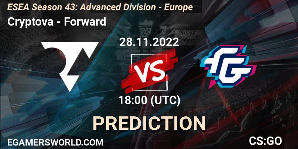 Pronóstico Cryptova - Forward. 28.11.22, CS2 (CS:GO), ESEA Season 43: Advanced Division - Europe