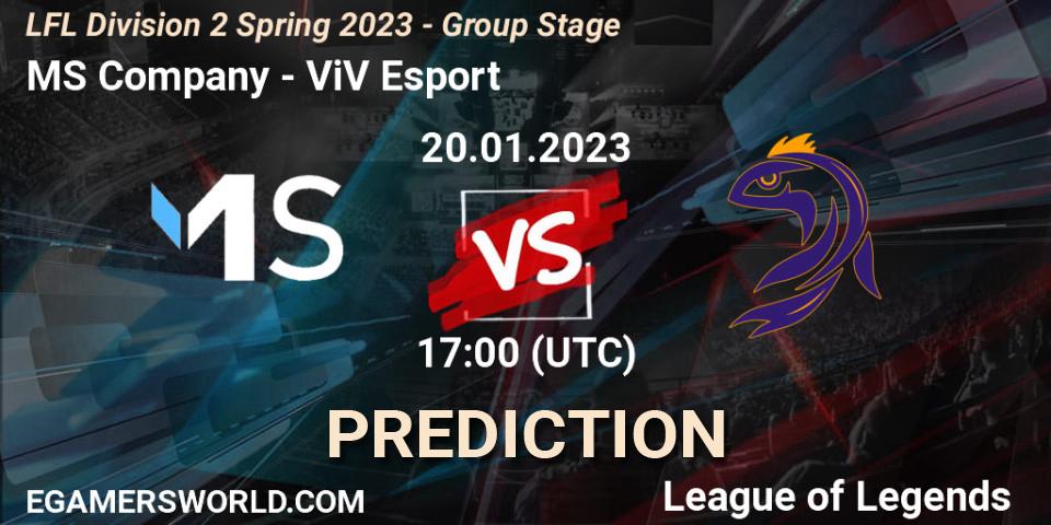 Pronóstico MS Company - ViV Esport. 20.01.2023 at 17:00, LoL, LFL Division 2 Spring 2023 - Group Stage