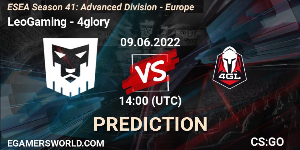 Pronóstico LeoGaming - 4glory. 09.06.2022 at 14:00, Counter-Strike (CS2), ESEA Season 41: Advanced Division - Europe