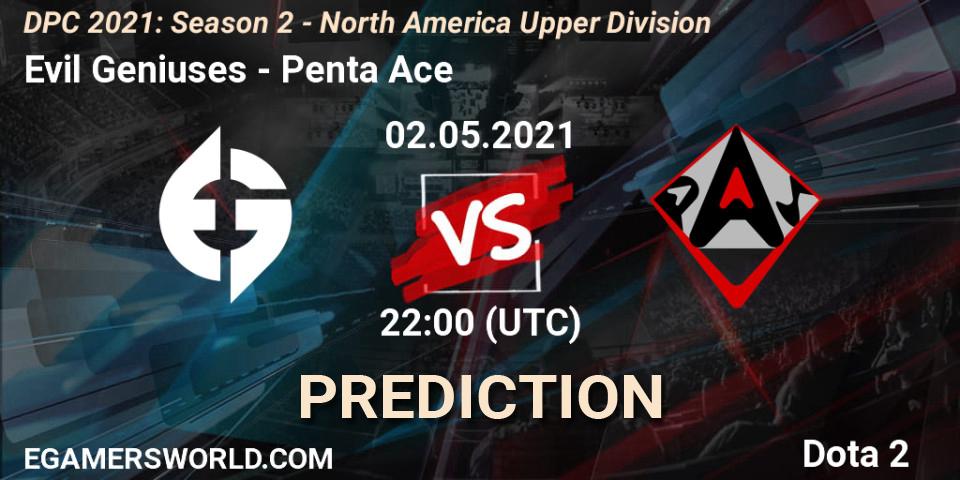 Pronóstico Evil Geniuses - Penta Ace. 02.05.2021 at 22:00, Dota 2, DPC 2021: Season 2 - North America Upper Division 