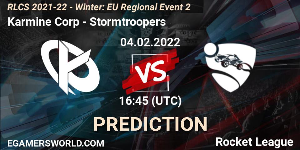 Pronóstico Karmine Corp - Stormtroopers. 04.02.2022 at 16:45, Rocket League, RLCS 2021-22 - Winter: EU Regional Event 2