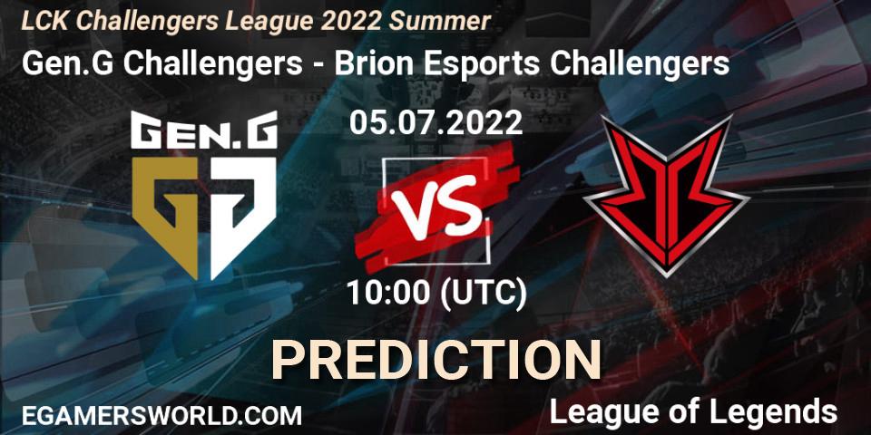 Pronóstico Gen.G Challengers - Brion Esports Challengers. 05.07.2022 at 10:00, LoL, LCK Challengers League 2022 Summer