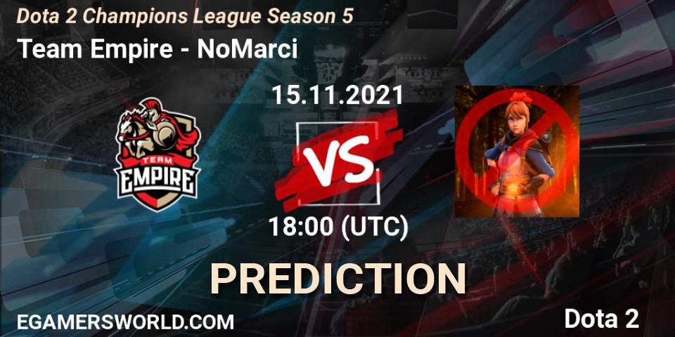 Pronóstico Team Empire - NoMarci. 15.11.2021 at 18:01, Dota 2, Dota 2 Champions League 2021 Season 5