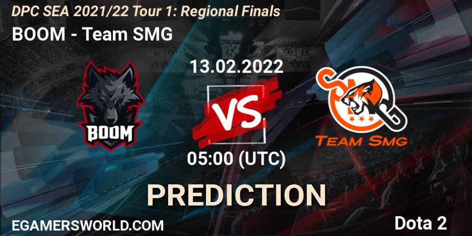 Pronóstico BOOM - Team SMG. 13.02.2022 at 05:02, Dota 2, DPC SEA 2021/22 Tour 1: Regional Finals