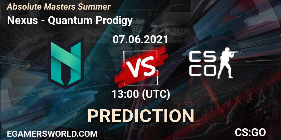 Pronóstico Nexus - Quantum Prodigy. 07.06.2021 at 13:00, Counter-Strike (CS2), Absolute Masters Summer