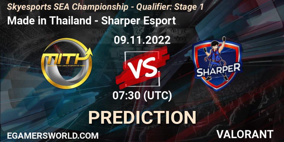 Pronóstico Made in Thailand - Sharper Esport. 09.11.2022 at 07:30, VALORANT, Skyesports SEA Championship - Qualifier: Stage 1