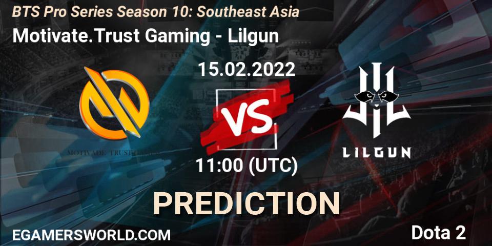 Pronóstico Motivate.Trust Gaming - Lilgun. 15.02.2022 at 11:15, Dota 2, BTS Pro Series Season 10: Southeast Asia