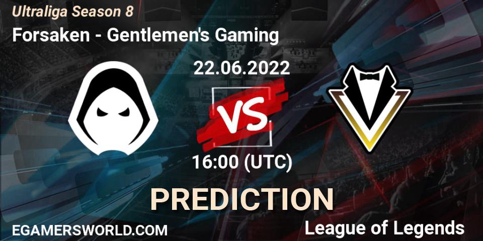 Pronóstico Forsaken - Gentlemen's Gaming. 22.06.2022 at 16:00, LoL, Ultraliga Season 8