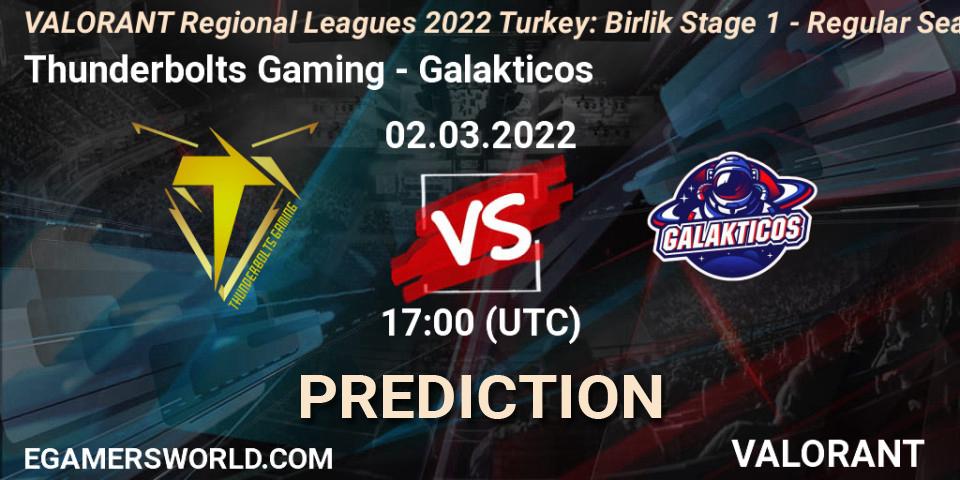 Pronóstico Thunderbolts Gaming - Galakticos. 02.03.2022 at 17:00, VALORANT, VALORANT Regional Leagues 2022 Turkey: Birlik Stage 1 - Regular Season