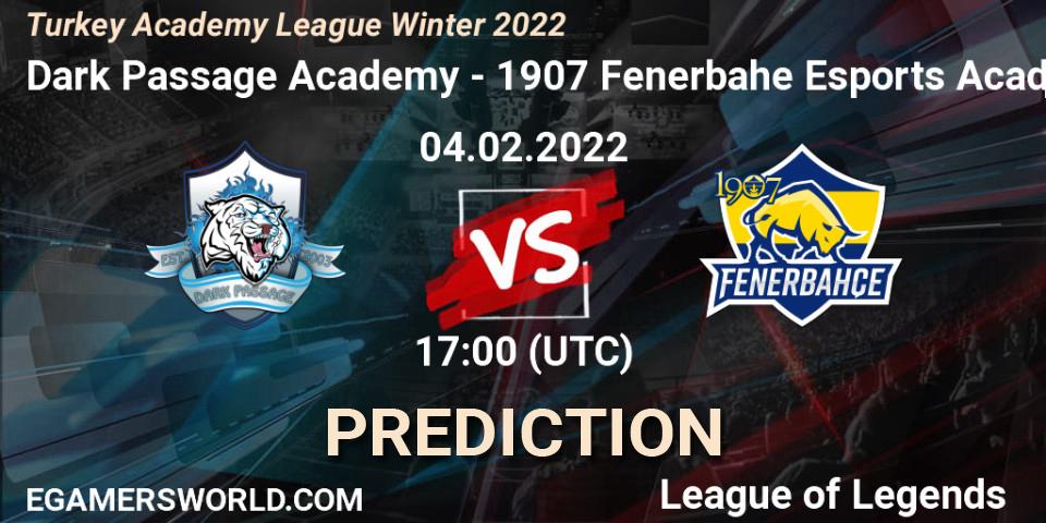 Pronóstico Dark Passage Academy - 1907 Fenerbahçe Esports Academy. 04.02.2022 at 17:00, LoL, Turkey Academy League Winter 2022