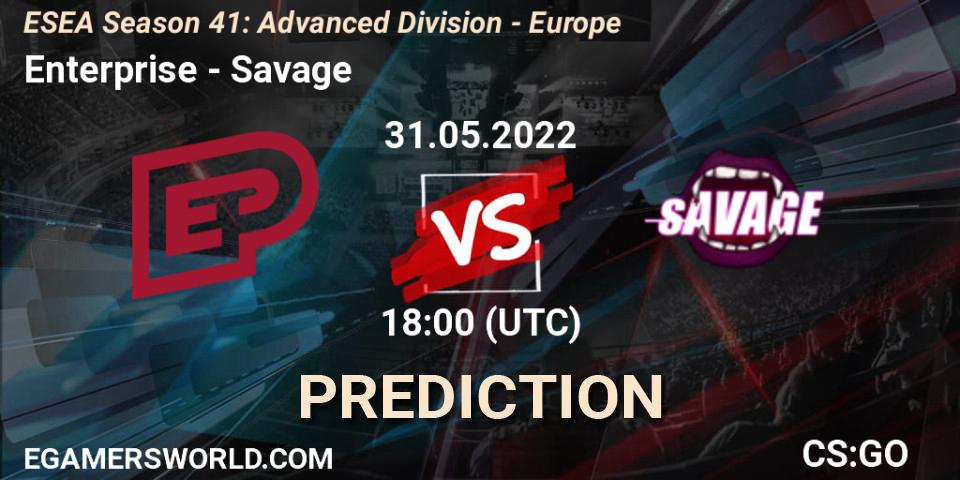Pronóstico Enterprise - Savage. 31.05.2022 at 18:00, Counter-Strike (CS2), ESEA Season 41: Advanced Division - Europe
