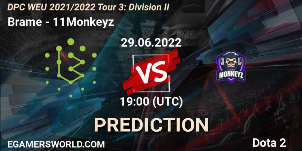 Pronóstico Brame - 11Monkeyz. 29.06.2022 at 18:55, Dota 2, DPC WEU 2021/2022 Tour 3: Division II