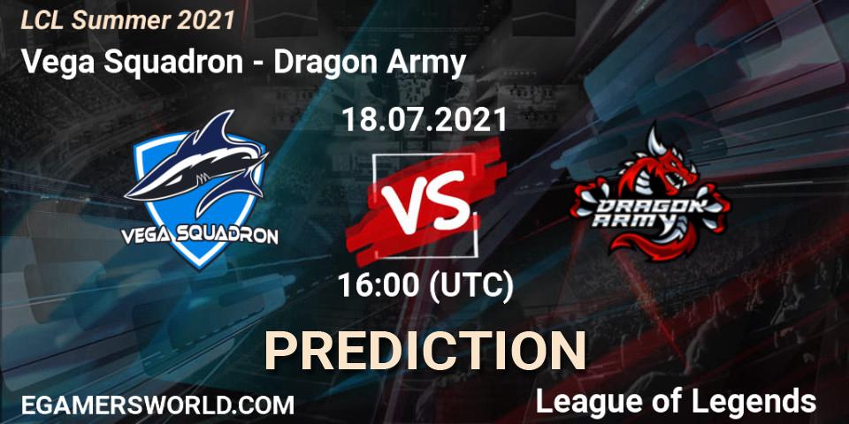 Pronóstico Vega Squadron - Dragon Army. 18.07.2021 at 16:00, LoL, LCL Summer 2021