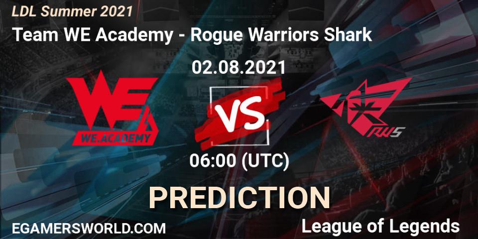 Pronóstico Team WE Academy - Rogue Warriors Shark. 02.08.21, LoL, LDL Summer 2021