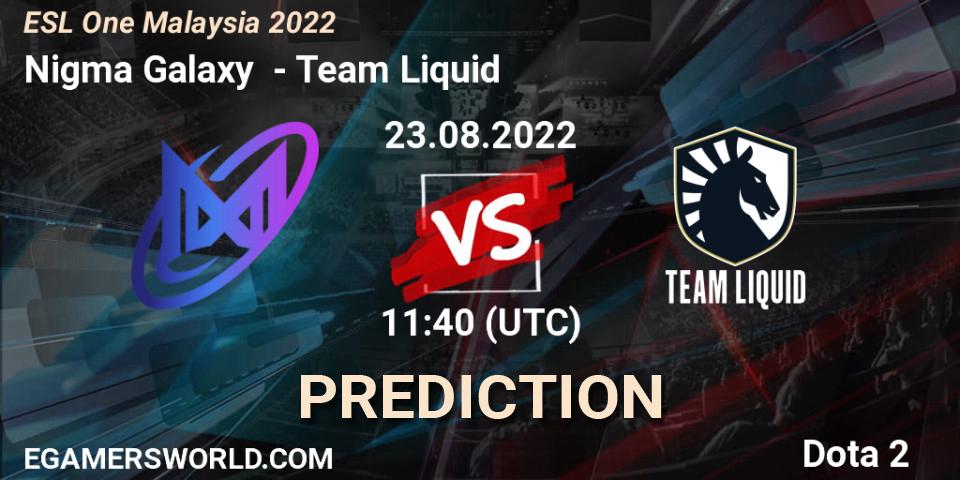 Pronóstico Nigma Galaxy - Team Liquid. 23.08.2022 at 11:42, Dota 2, ESL One Malaysia 2022