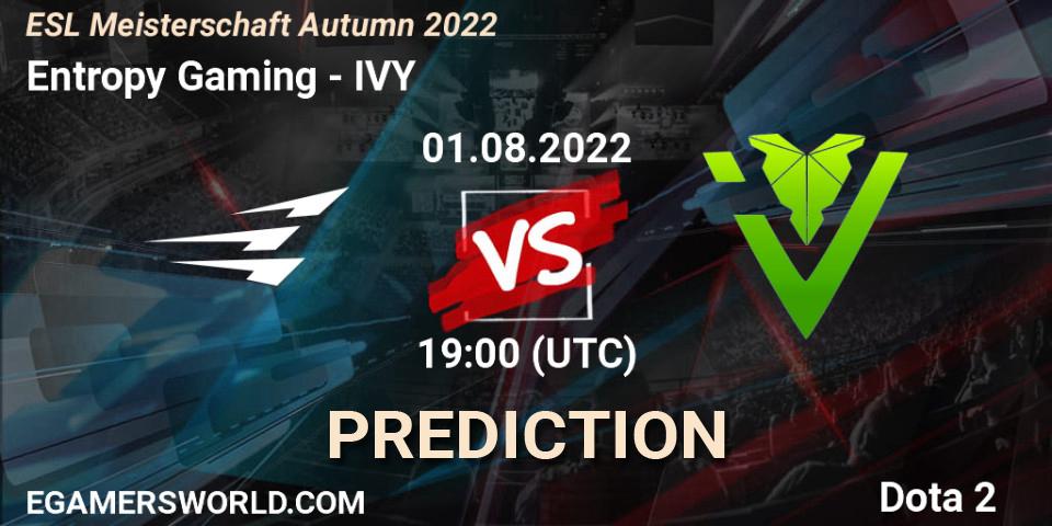 Pronóstico Entropy Gaming - IVY. 01.08.2022 at 19:27, Dota 2, ESL Meisterschaft Autumn 2022