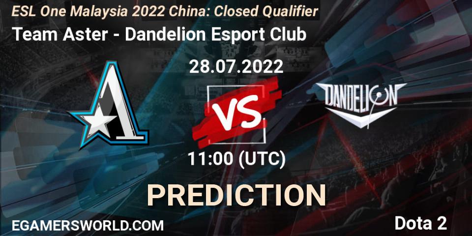 Pronóstico Team Aster - Dandelion Esport Club. 28.07.2022 at 11:00, Dota 2, ESL One Malaysia 2022 China: Closed Qualifier