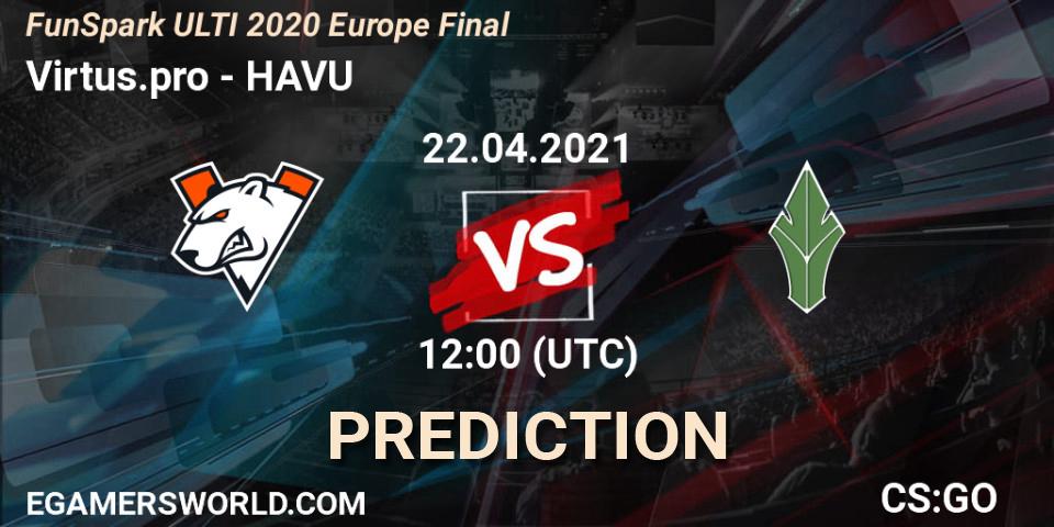 Pronóstico Virtus.pro - HAVU. 22.04.21, CS2 (CS:GO), Funspark ULTI 2020 Finals