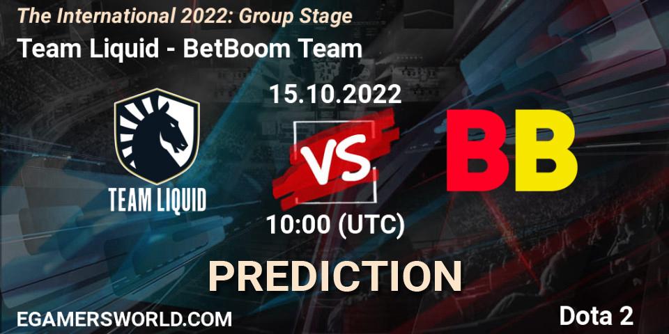 Pronóstico Team Liquid - BetBoom Team. 15.10.22, Dota 2, The International 2022: Group Stage