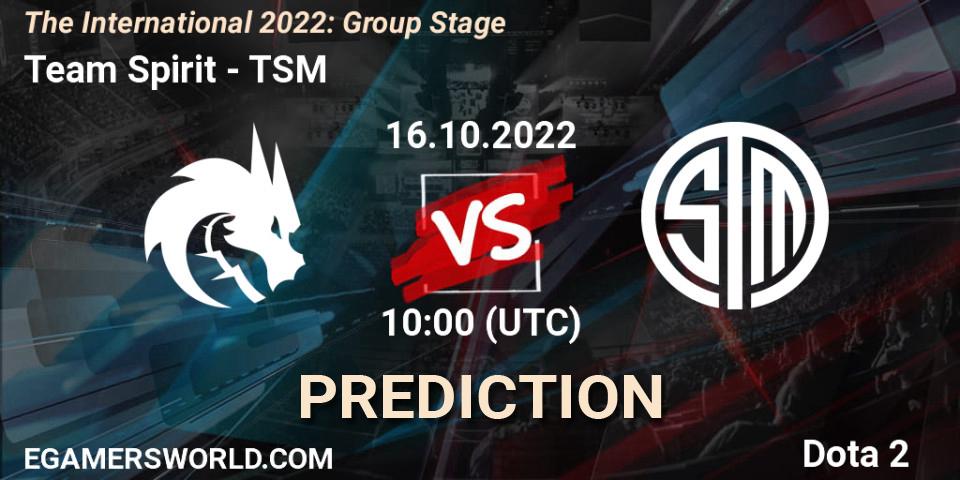 Pronóstico Team Spirit - TSM. 16.10.2022 at 11:22, Dota 2, The International 2022: Group Stage