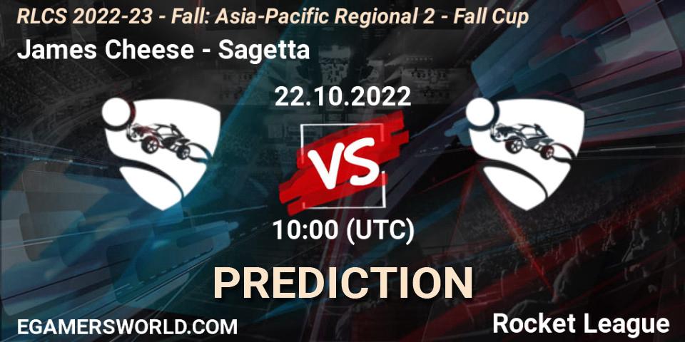 Pronóstico James Cheese - Sagetta. 22.10.2022 at 10:00, Rocket League, RLCS 2022-23 - Fall: Asia-Pacific Regional 2 - Fall Cup
