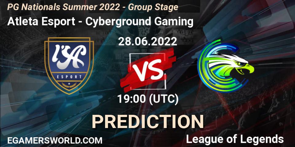 Pronóstico Atleta Esport - Cyberground Gaming. 28.06.2022 at 19:00, LoL, PG Nationals Summer 2022 - Group Stage