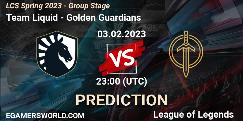 Pronóstico Team Liquid - Golden Guardians. 04.02.23, LoL, LCS Spring 2023 - Group Stage