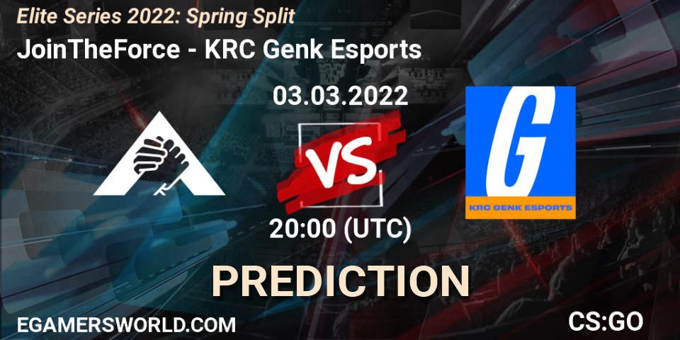 Pronóstico JoinTheForce - KRC Genk Esports. 03.03.2022 at 19:00, Counter-Strike (CS2), Elite Series 2022: Spring Split