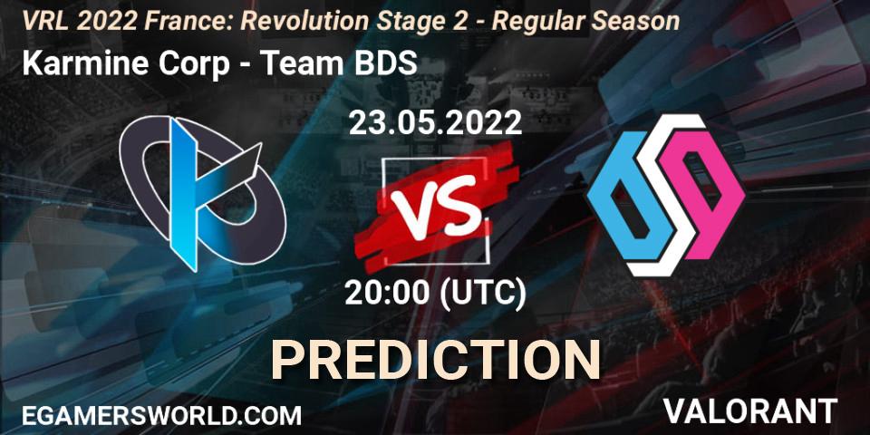 Pronóstico Karmine Corp - Team BDS. 23.05.2022 at 20:40, VALORANT, VRL 2022 France: Revolution Stage 2 - Regular Season