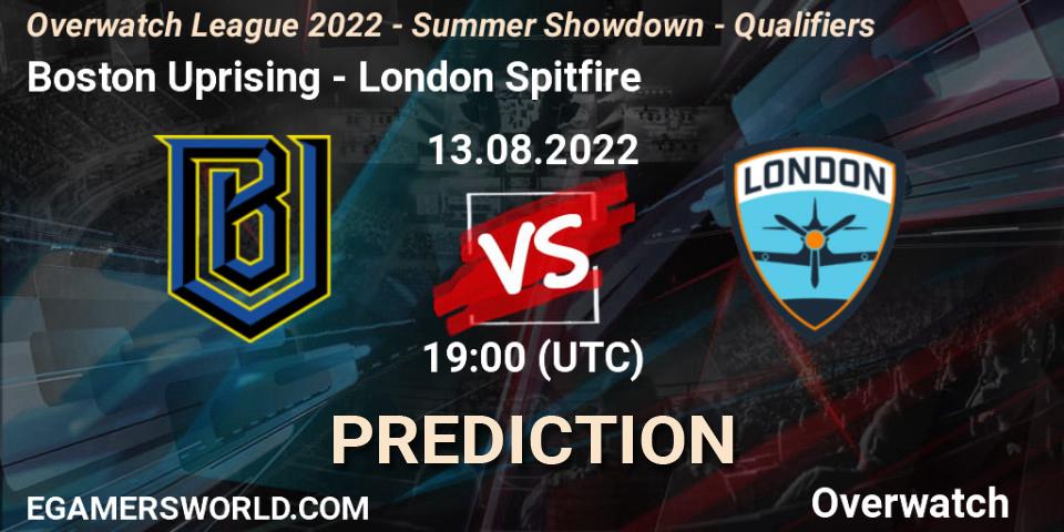 Pronóstico Boston Uprising - London Spitfire. 13.08.2022 at 19:00, Overwatch, Overwatch League 2022 - Summer Showdown - Qualifiers