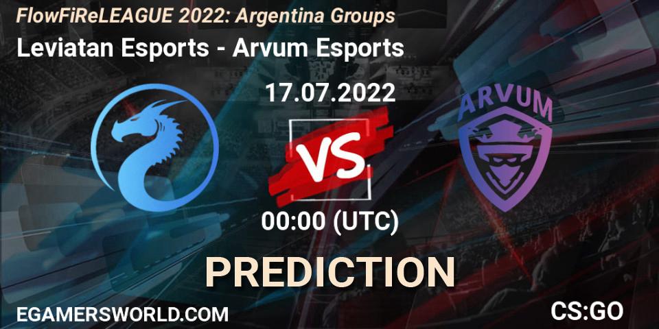 Pronóstico Leviatan Esports - Arvum Esports. 16.07.2022 at 23:20, Counter-Strike (CS2), FlowFiReLEAGUE 2022: Argentina Groups