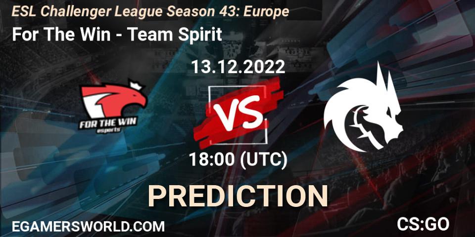 Pronóstico For The Win - Team Spirit. 13.12.22, CS2 (CS:GO), ESL Challenger League Season 43: Europe