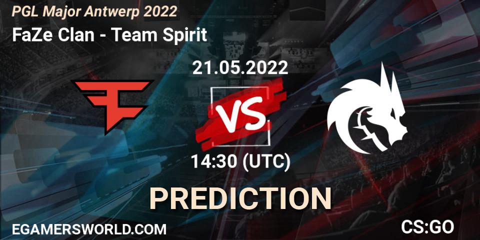 Pronóstico FaZe Clan - Team Spirit. 21.05.2022 at 14:30, Counter-Strike (CS2), PGL Major Antwerp 2022