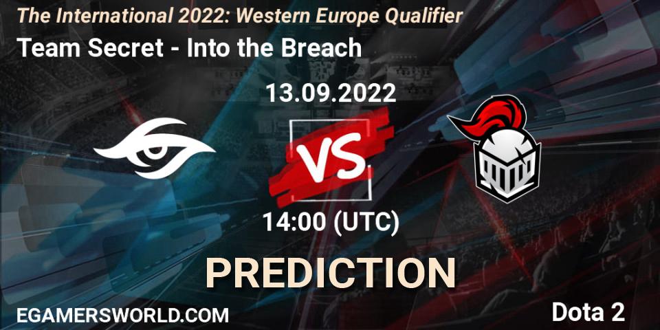Pronóstico Team Secret - Into the Breach. 13.09.2022 at 13:41, Dota 2, The International 2022: Western Europe Qualifier