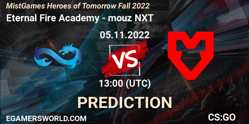 Pronóstico Eternal Fire Academy - mouz NXT. 05.11.2022 at 13:00, Counter-Strike (CS2), MistGames Heroes of Tomorrow Fall 2022