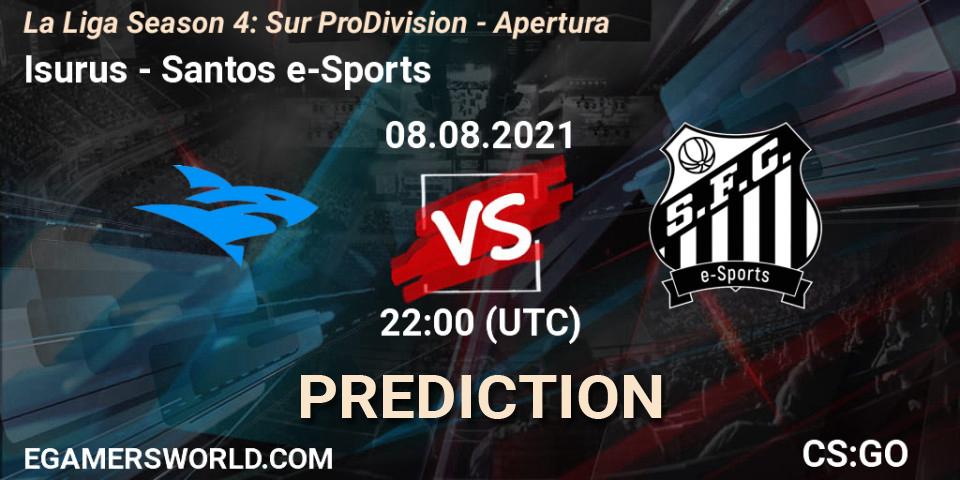 Pronóstico Isurus - Santos e-Sports. 08.08.21, CS2 (CS:GO), La Liga Season 4: Sur Pro Division - Apertura