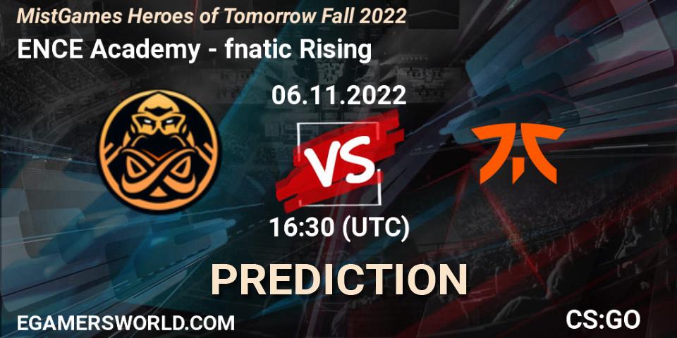 Pronóstico ENCE Academy - fnatic Rising. 06.11.2022 at 16:30, Counter-Strike (CS2), MistGames Heroes of Tomorrow Fall 2022