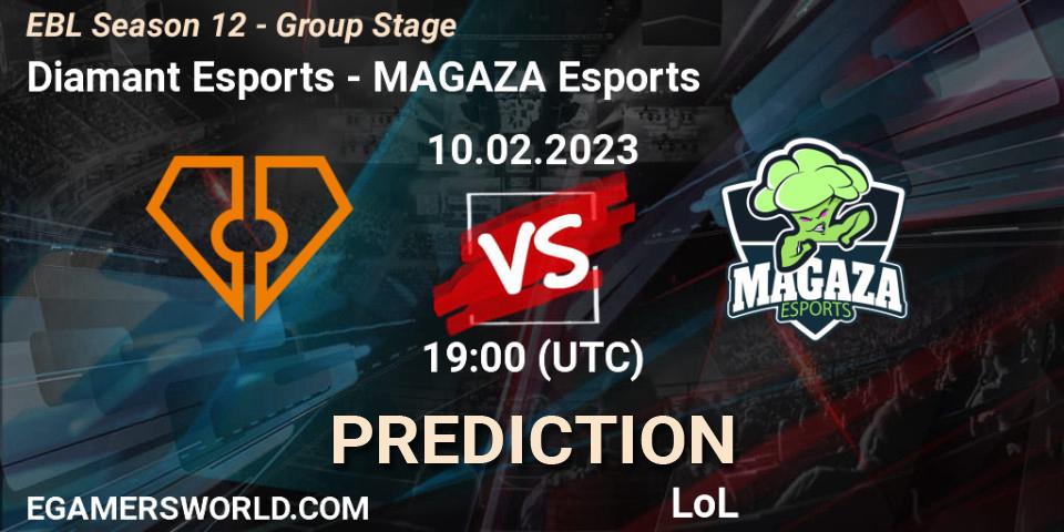 Pronóstico Diamant Esports - MAGAZA Esports. 10.02.23, LoL, EBL Season 12 - Group Stage