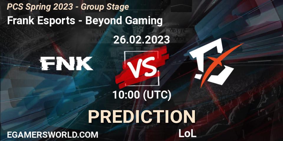 Pronóstico Frank Esports - Beyond Gaming. 10.02.23, LoL, PCS Spring 2023 - Group Stage