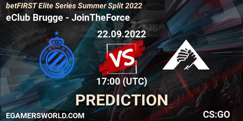 Pronóstico eClub Brugge - JoinTheForce. 22.09.2022 at 17:00, Counter-Strike (CS2), betFIRST Elite Series Summer Split 2022