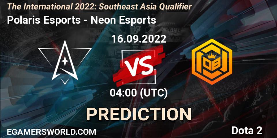 Pronóstico Polaris Esports - Neon Esports. 16.09.22, Dota 2, The International 2022: Southeast Asia Qualifier