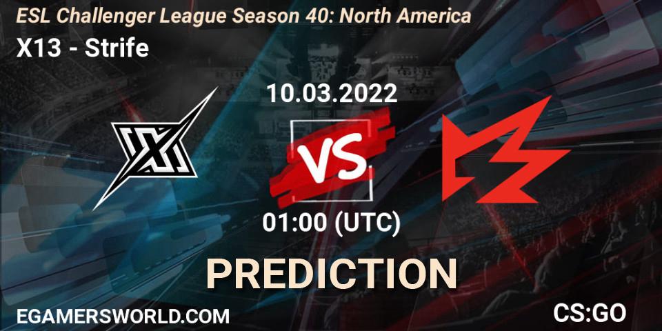 Pronóstico X13 - Strife. 14.03.2022 at 21:00, Counter-Strike (CS2), ESL Challenger League Season 40: North America