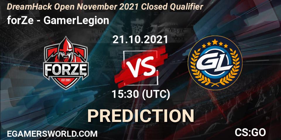 Pronóstico forZe - GamerLegion. 21.10.2021 at 15:30, Counter-Strike (CS2), DreamHack Open November 2021 Closed Qualifier