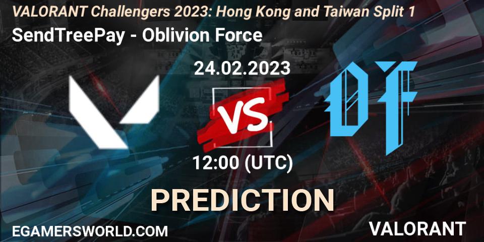 Pronóstico SendTreePay - Oblivion Force. 24.02.2023 at 10:00, VALORANT, VALORANT Challengers 2023: Hong Kong and Taiwan Split 1